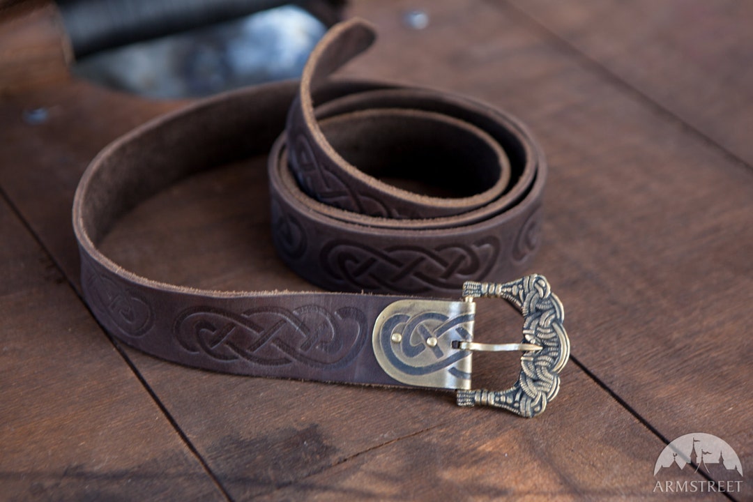 Viking Embossed Leather Belt Ready to Ship in Stock Fixed - Etsy