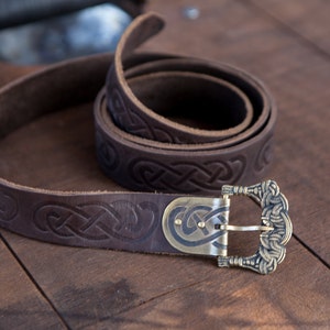 Viking Embossed Leather Belt Ready to Ship in Stock Fixed - Etsy