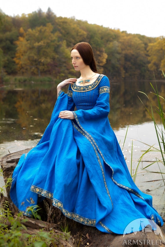 Armstreet Blue Medieval Linen Dress lady of the Lake LARP SCA Cosplay Ren  Fair Medieval Fantasy Historical Dress -  Canada