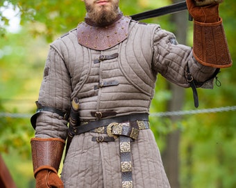 Armstreet Midi "Layer One" Gambeson for WMA; Flax linen under-armor; HEMA; SCA; Fencing; Historical Combat; Martial Arts Gambeson