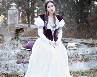 Armstreet Medieval dress and vest "Found Princess"; italian cotton wedding dress;  LARP; SCA; Cosplay; Ren Fair; Renaissance noble garb