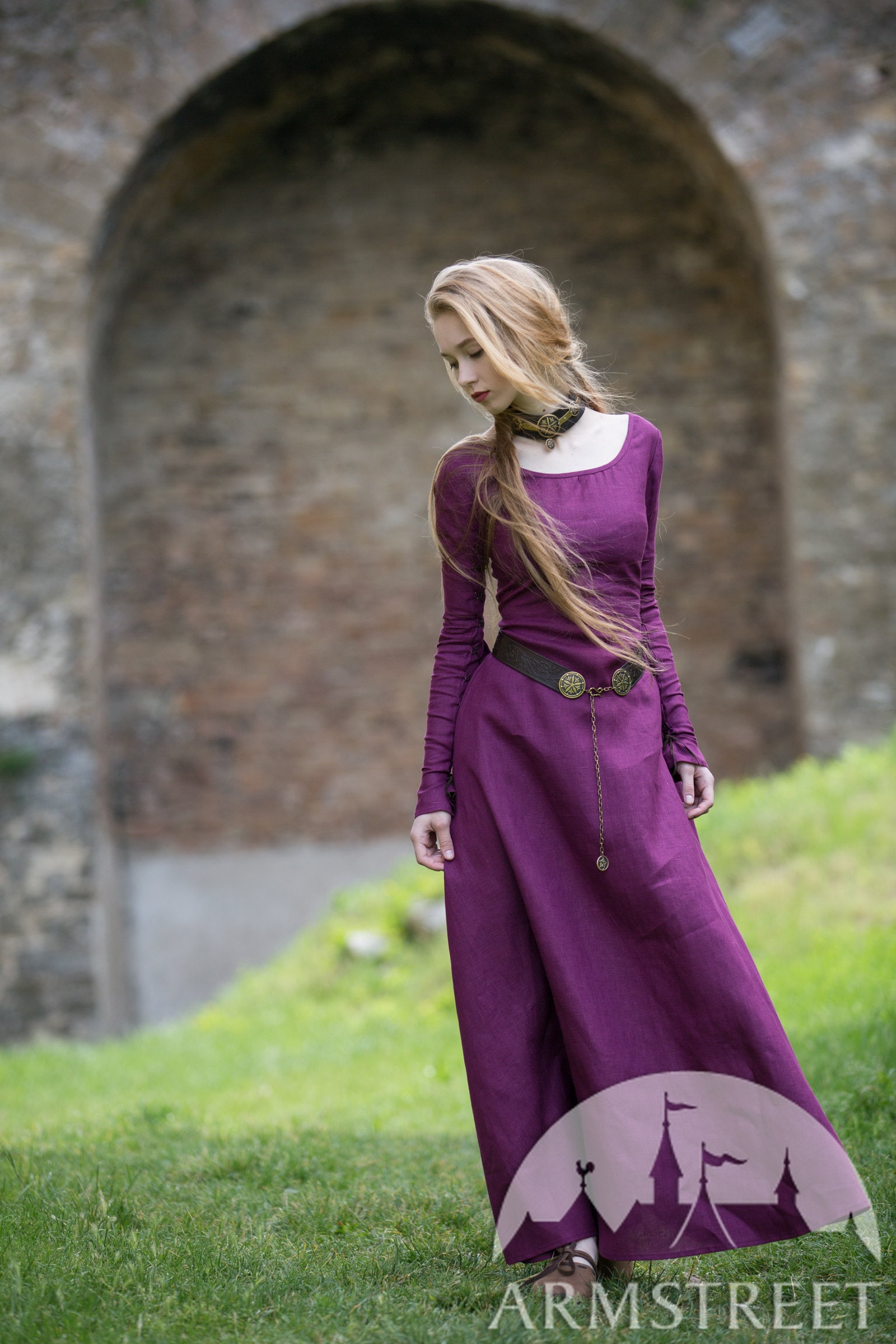Medieval Long Linen VIOLET Dress Tunic red Elise Renaissancehistorical  Design LARP SCA Cosplay Vintage Fashion Dress -  Canada