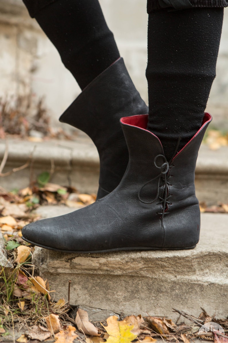 Medieval Fantasy Womens Leather Boots Goth Shoes Gothic Etsy