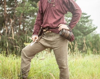 Armstreet Medieval Men's Linen Pants; LARP; SCA; Ren Fest Cosplay; Medieval Historical Reenactment Viking Pants