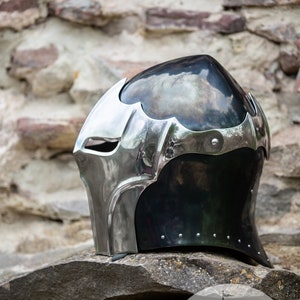 Armstreet Fantasy spring steel combat helmet “Dark Wolf”; LARP; SCA; Cosplay; Medieval Historical Combat Helm for Warrior Arts