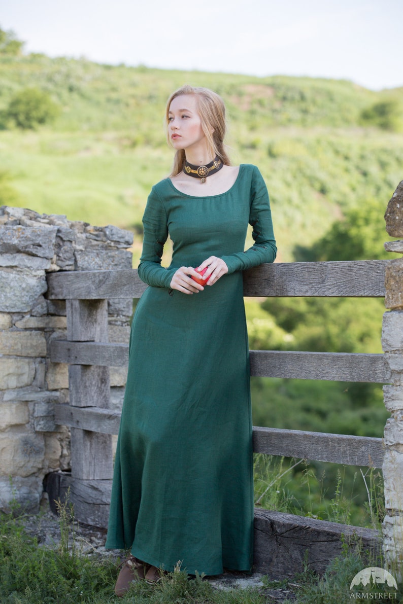 25/% DISCOUNT Ready to ship In Stock Medieval Long Linen Dress Tunic Red Elise Fixed Sizes