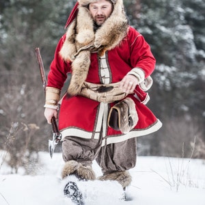 Armstreet Woolen Coat; Viking Coat; Santa Coat; Warm Coat; LARP; SCA; Ren Fest Cosplay; Medieval Historical Reenactment Kaftan