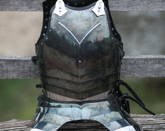 Armstreet Blackened spring steel cuirass “Dark Wolf”; breastplate and backplate Chest Armor; LARP; SCA; Cosplay; Ren Fair; Combat protection