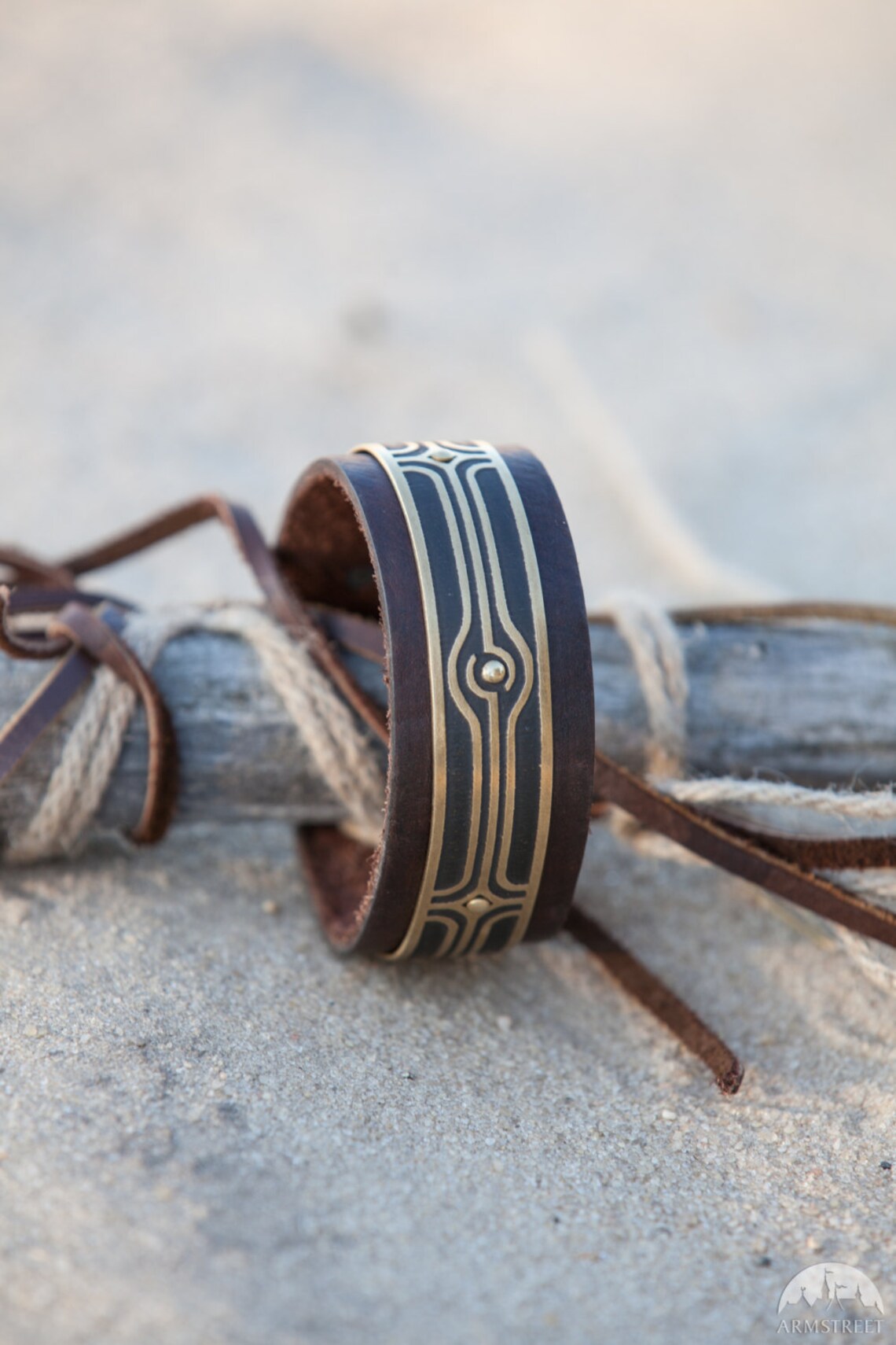 Leather Arm Cuff Biceps Bracelet Labyrinth Etsy