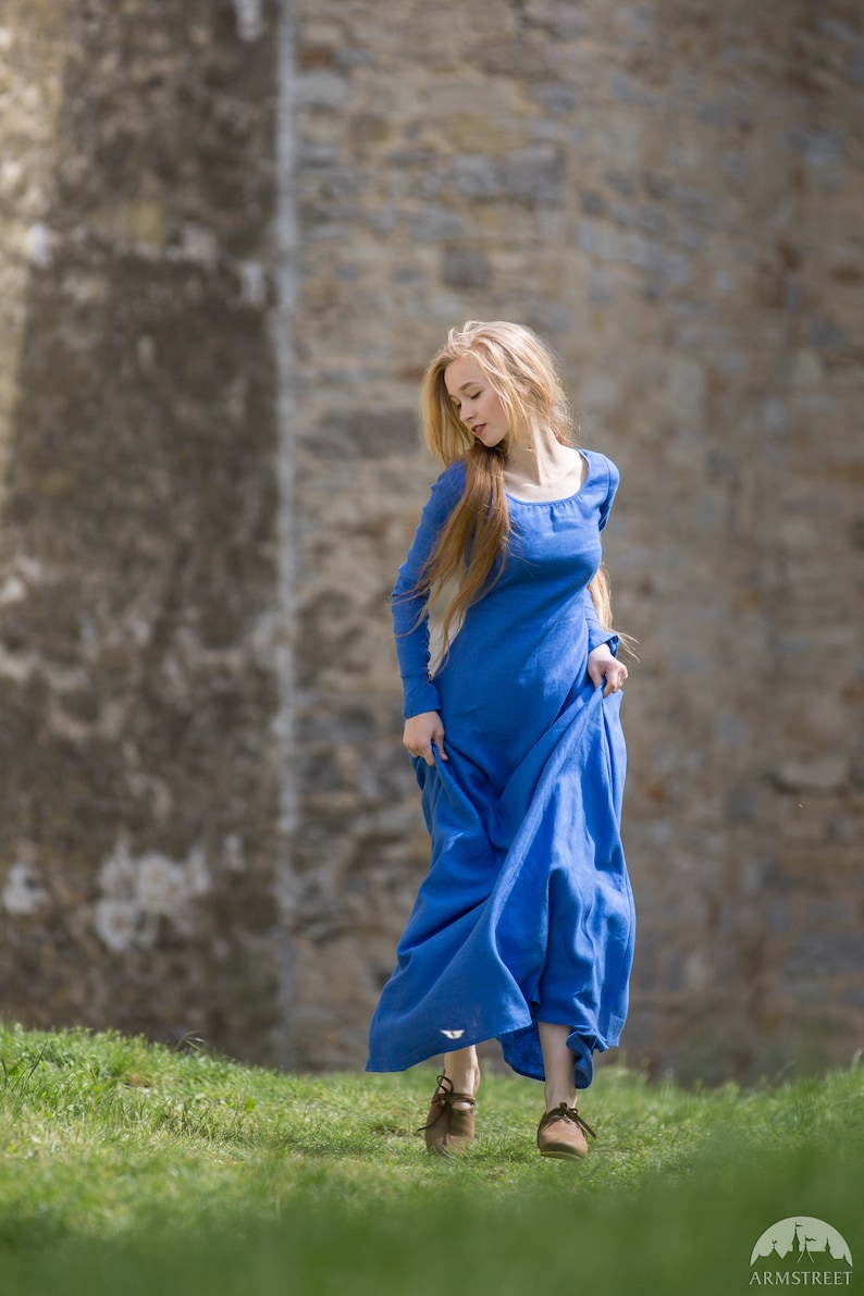 25/% DISCOUNT Ready to ship In Stock Medieval Long Linen Dress Tunic Red Elise Fixed Sizes