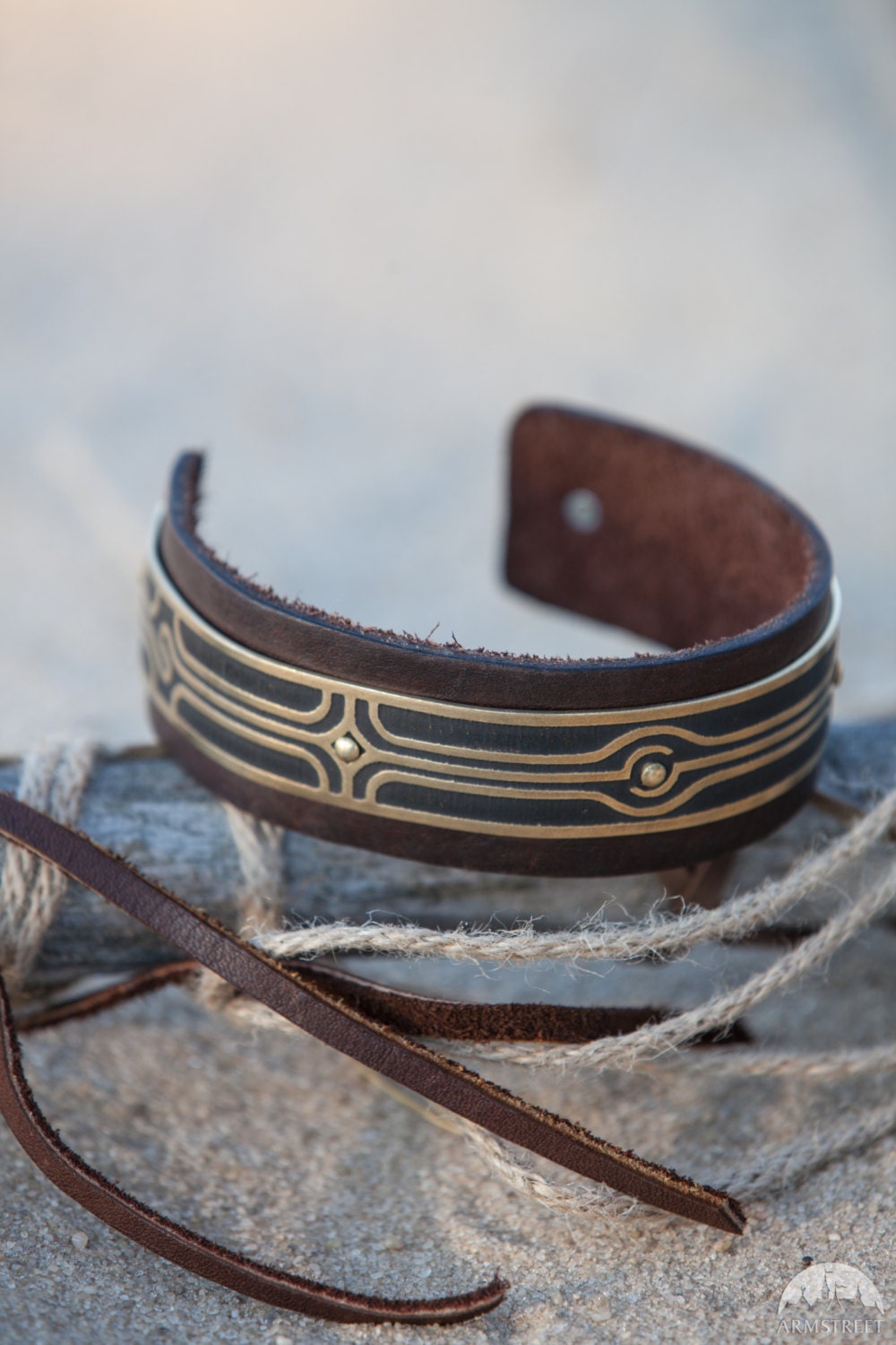 Leather Arm Cuff Biceps Bracelet Labyrinth Etsy