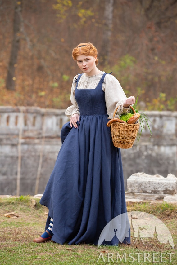 Linen Boned Renaissance Sleeveless Kirtle Dress german Rose - Etsy