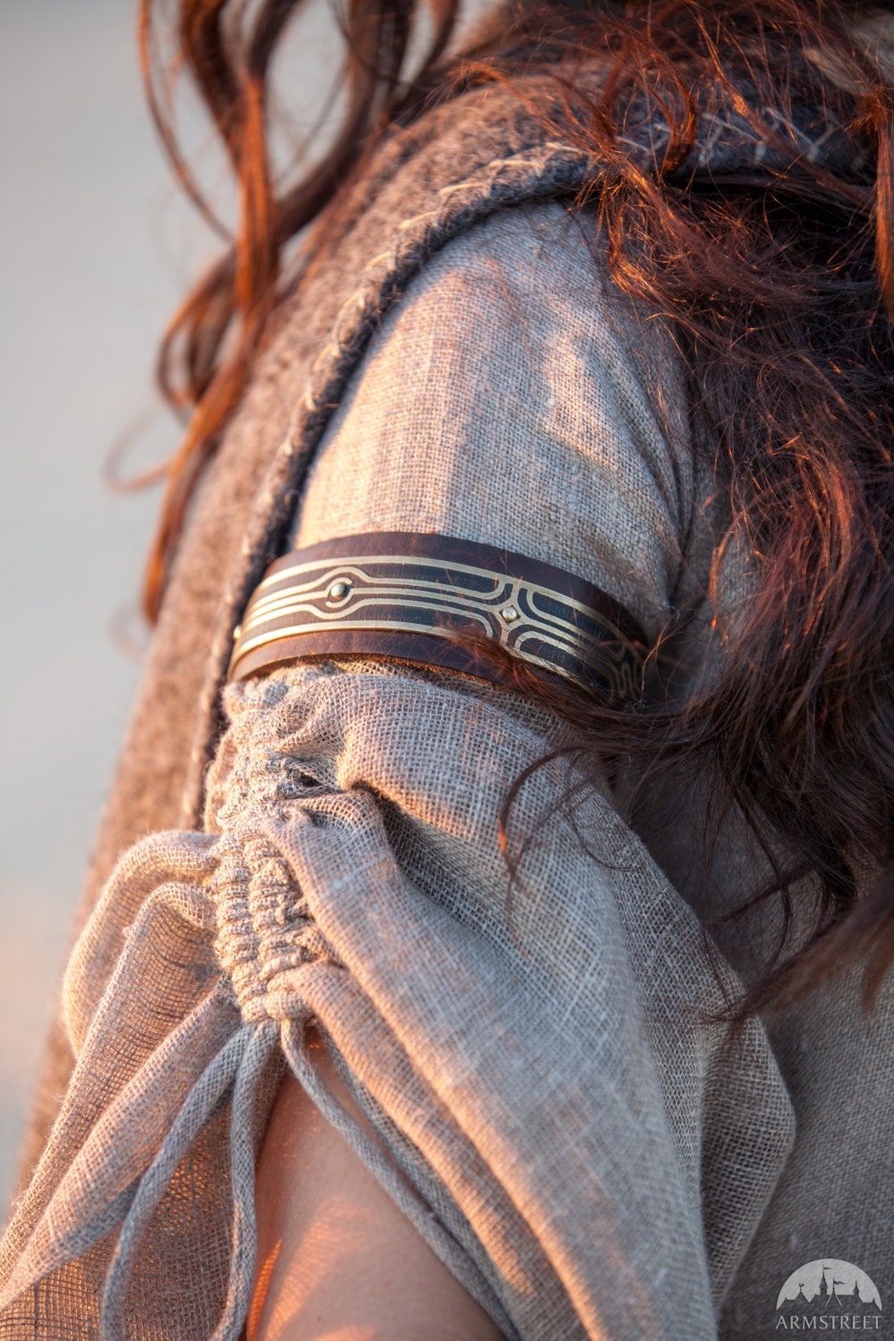 Leather Arm Cuff Biceps Bracelet Labyrinth Etsy