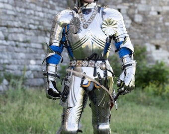 Armstreet Medieval Knight Gothic Plate Armour Kit; LARP; SCA; Cosplay; Medieval Historical Reenactment Full Warrior costume