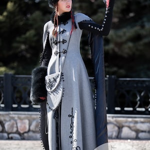 Conjunto de invierno de fantasía medieval de Armstreet Reina de Shamakhan Medieval LARP SCA Feria Ren Cosplay Recreación Histórica Traje Noble imagen 4