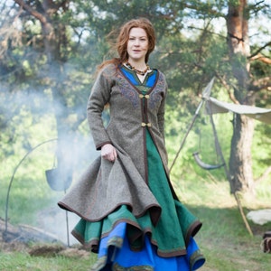 Womens Coat Viking Kaftan ingrid With Embroidery Woolen Coat Viking ...