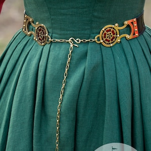 Leather and Brass Belt With Enamel german Rose Embossed - Etsy