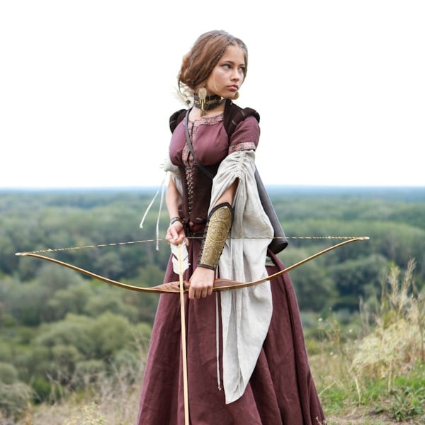 Armstreet Medieval Linen Dresswith Chemise and Corset "Archeress" ; LARP; SCA; Cosplay; Ren Fair; Medieval  Noble garb