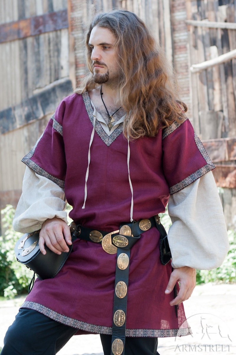 Medieval Classic Mens Shirt and Overtunic Flax Linen Set Etsy