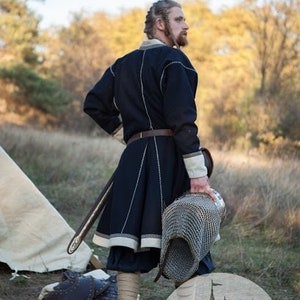 Mens Woolen Coat jarl Eric Embroidered Viking Kaftan Viking Costume Men ...