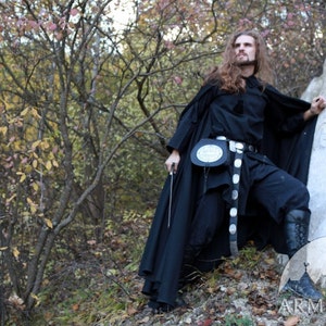 Armstreet Black Cotton Cloak On Watch Medieval LARP SCA Ren Fair Renaissance Historical Reenactment Knight Cloak image 4