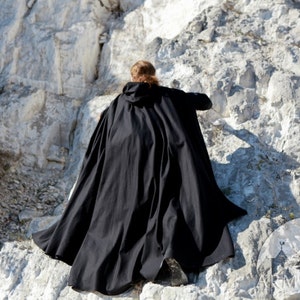 Armstreet Black Cotton Cloak On Watch Medieval LARP SCA Ren Fair Renaissance Historical Reenactment Knight Cloak image 1