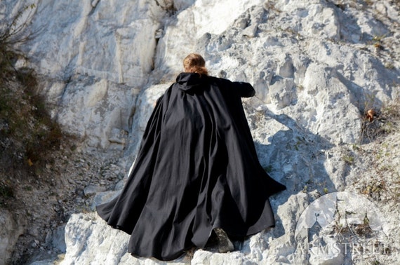 Cape Armstreet en coton noir On Watch Medievale GN SCA Foire de Ren Cape de chevalier de reconstitution historique de la Renaissance Etsy France