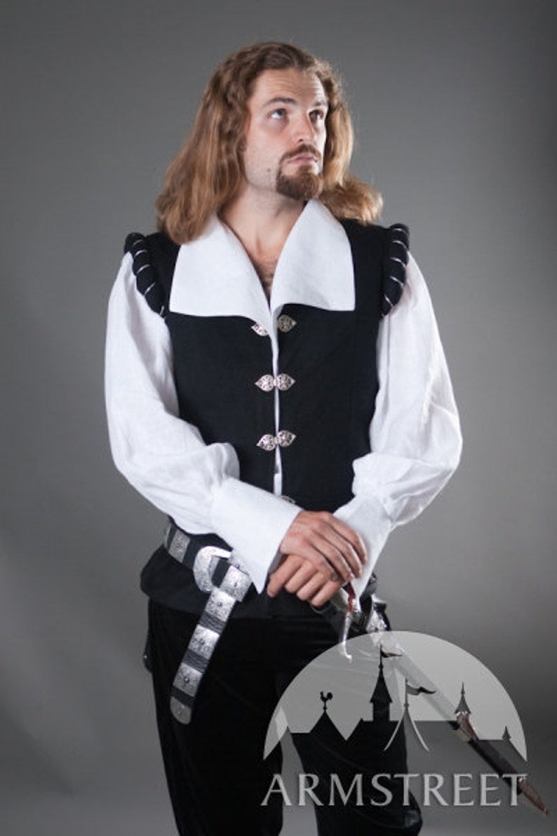 Armstreet Renaissance Mens Shirt and Vest Set Chevalier LARP SCA Ren Fest Cosplay Renaissance Historically accurate clothes image 5