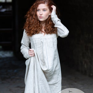 Armstreet Linen undertunic “Sea Born”; Long-sleeved Underdress chemise; LARP; SCA; Cosplay; Ren Fair; Medieval Fantasy; Historical gown