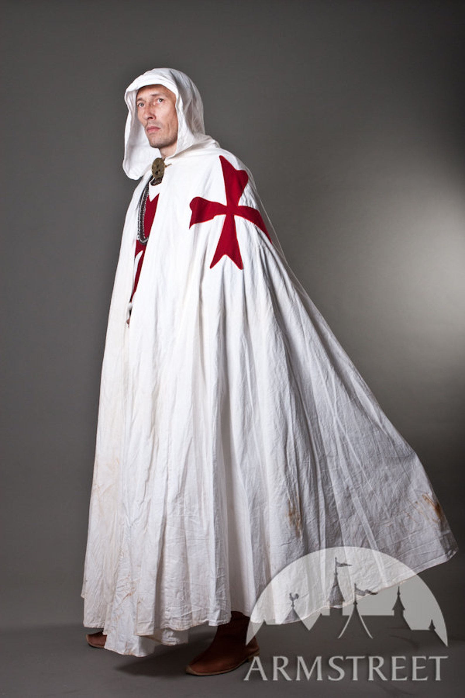 Knight Crusader Templar Medieval Cotton White Cloak With Etsy