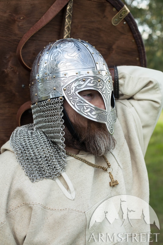 Men's Combat Helmet Viking Helmet Etched Stainless Steel Etsy