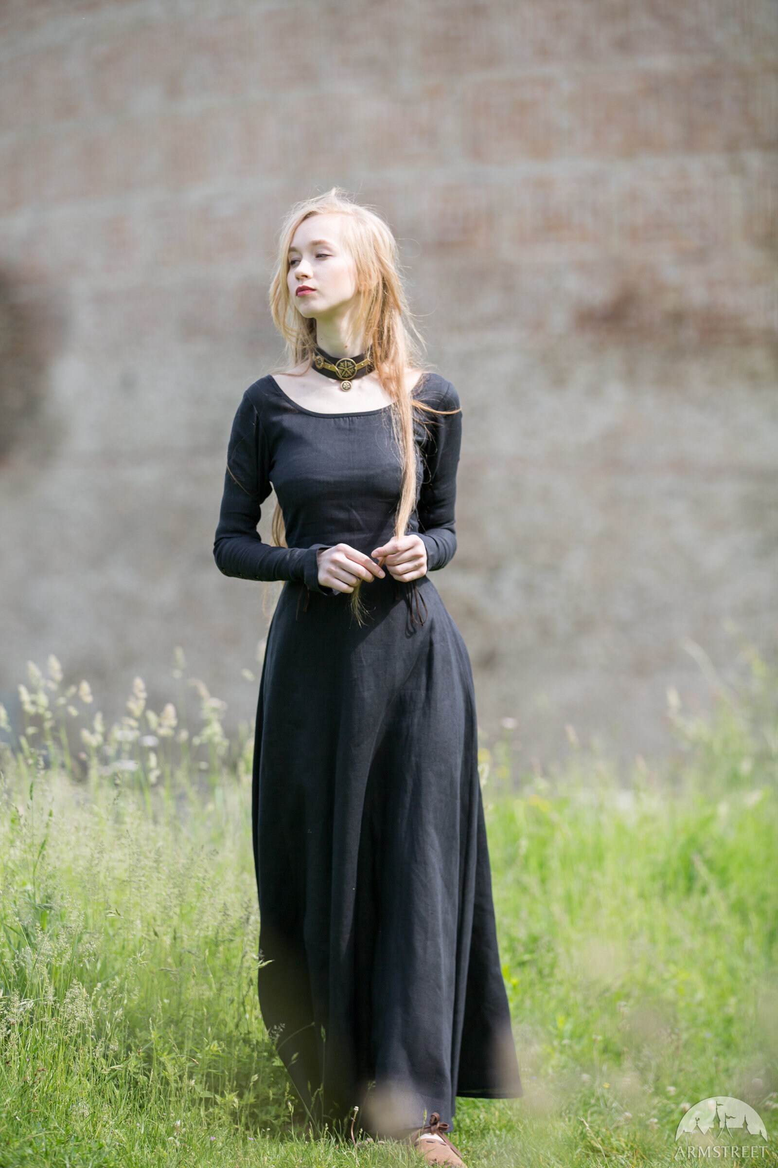 Medieval Long Linen Dress Tunic red Elise Long - Etsy