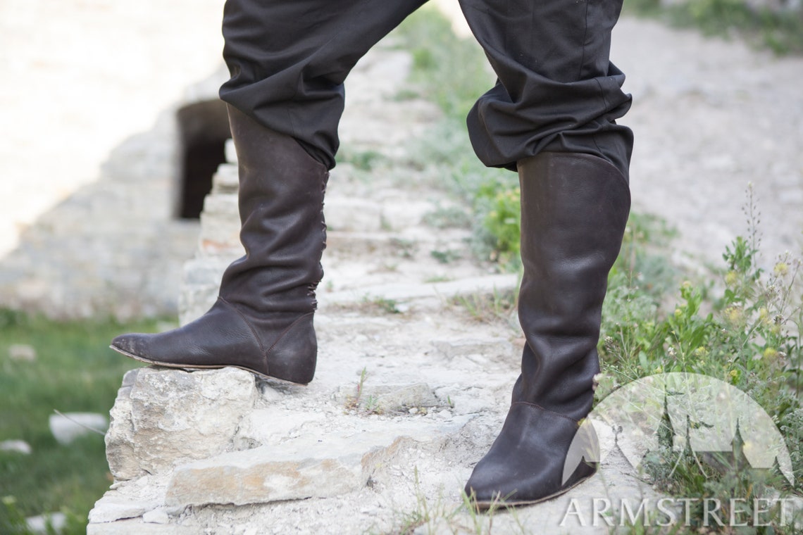 Medieval Men's High Leather Boots King of the Etsy