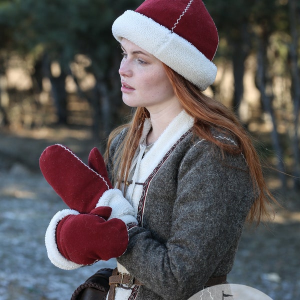Armstreet Viking Winter woolen mittens Astrid the Wolfspeaker;LARP; SCA; Ren Fest Cosplay Norse-style  Warm Gloves