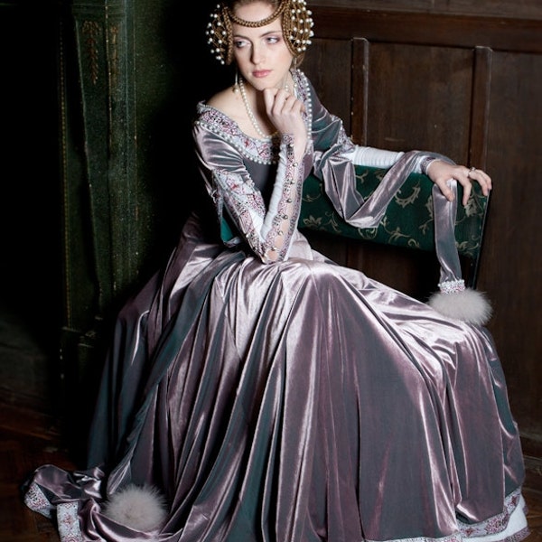 Armstreet Renaissance Velvet Dress "Lady Rowena";  LARP; SCA; Cosplay; Ren Fair; Medieval Fantasy; Historical Reenactment Noble garb