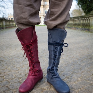 Armstreet Multicolour Medieval-style Outdoor Fantasy Boots "Forest"; High laced boots; LARP; SCA; Ren Fest Cosplay Footwear