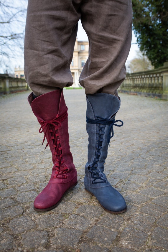 Medieval lace top up boots