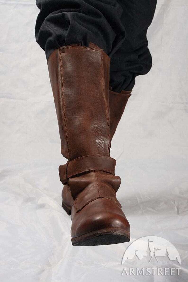 Mens High Leather Boots in Renaissance Style Etsy