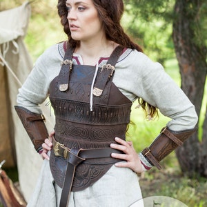 Armstreet Medieval Viking Leather Armor Corset Shieldmaiden LARP SCA Cosplay Ren Fair Female Combat Protection image 1