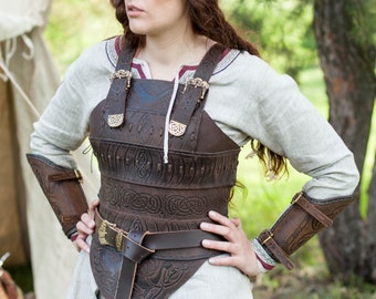 Armstreet Medieval Viking Leather Armor Corset “Shieldmaiden"; LARP; SCA; Cosplay; Ren Fair; Female Combat Protection