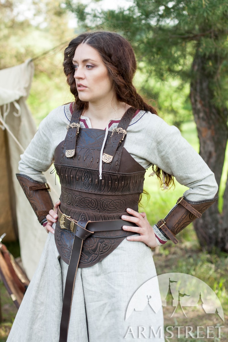 Armstreet Medieval Viking Leather Armor Corset Shieldmaiden LARP SCA Cosplay Ren Fair Female Combat Protection image 1