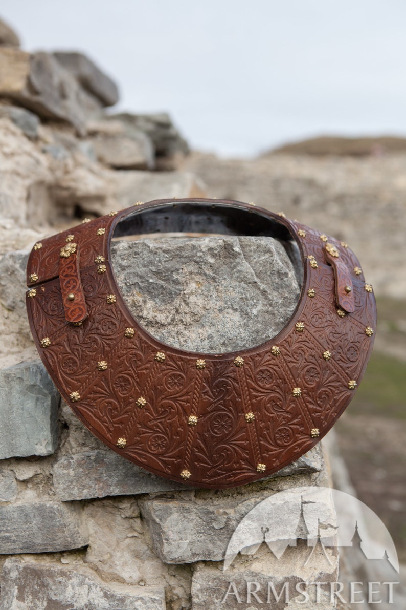 Armstreet Viking Leather Gorget Brigandine Gorget Bird of Prey LARP SCA Ren Fest Cosplay Historical Reenactment armor image 5