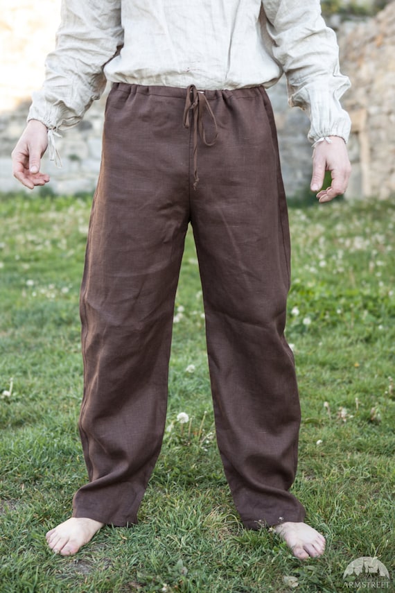 Armstreet Men's Classic Linen Pants Renaissance Medieval Pants LARP Cosplay  SCA Historical Pants in STOCK Fixed Sizes 