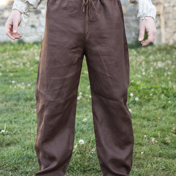 Armstreet Men's Classic Linen Pants; Renaissance; Medieval Pants;  LARP; Cosplay; SCA; Historical pants; In STOCK! Fixed sizes!