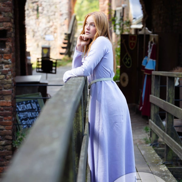 Armstreet Medieval Linen Tunic Dress with hand stitches "Trea the Healer"; Natural Linen Dress; Medieval family outfit; In Stock!