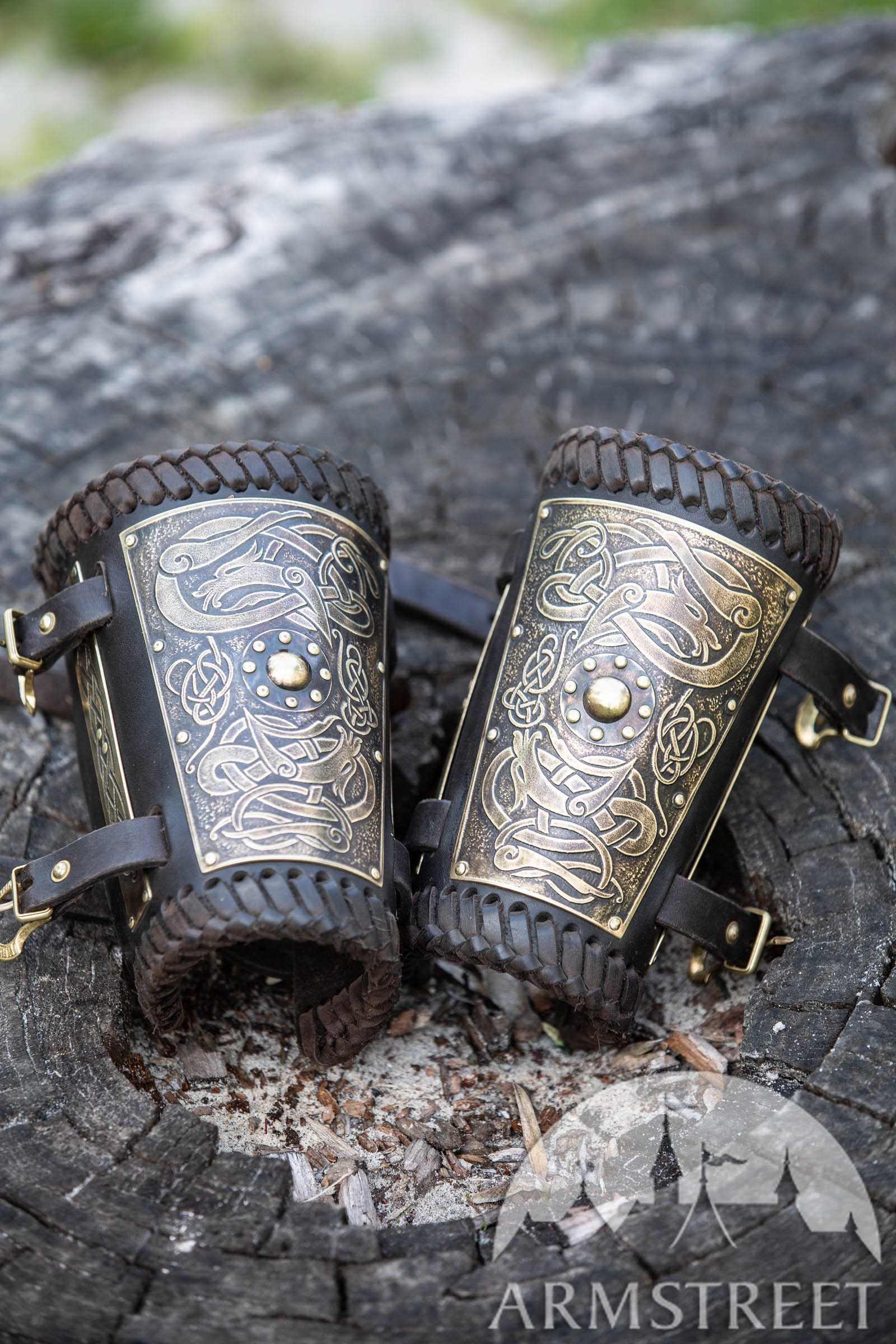 Viking bracers with etched brass accents Gudrun the Etsy