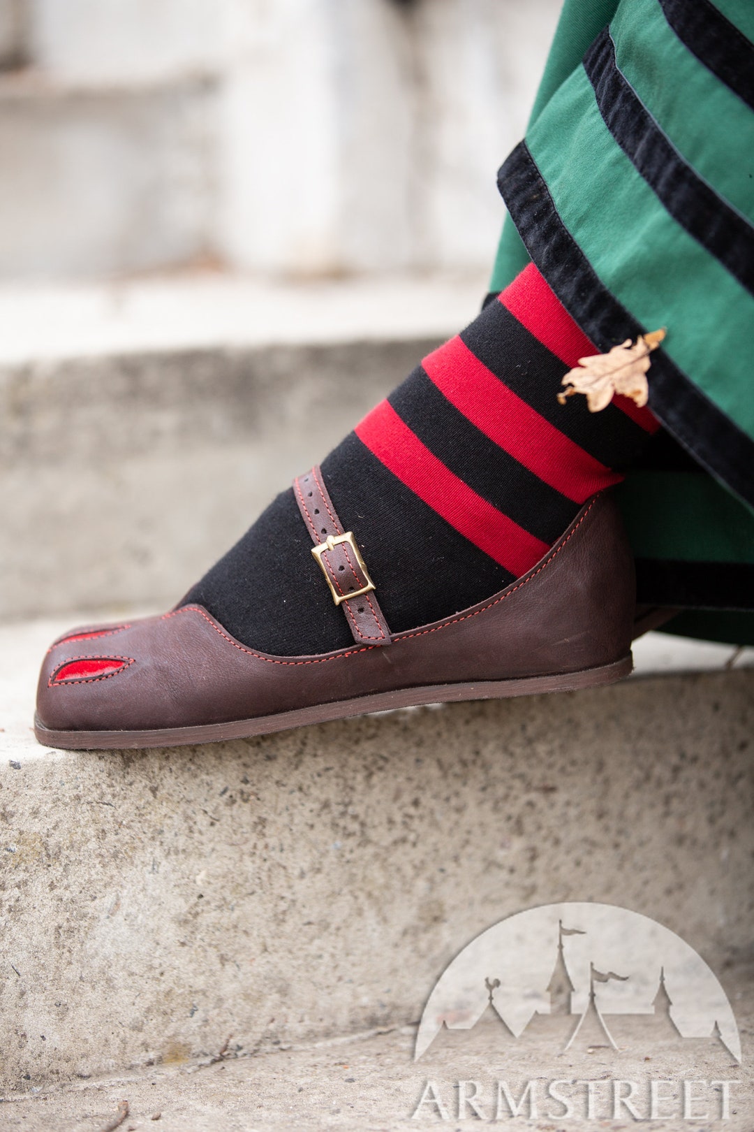Larp Roses Armstreet Medieval Central Europe Cow-mouth Style Womens Square Shoes ...