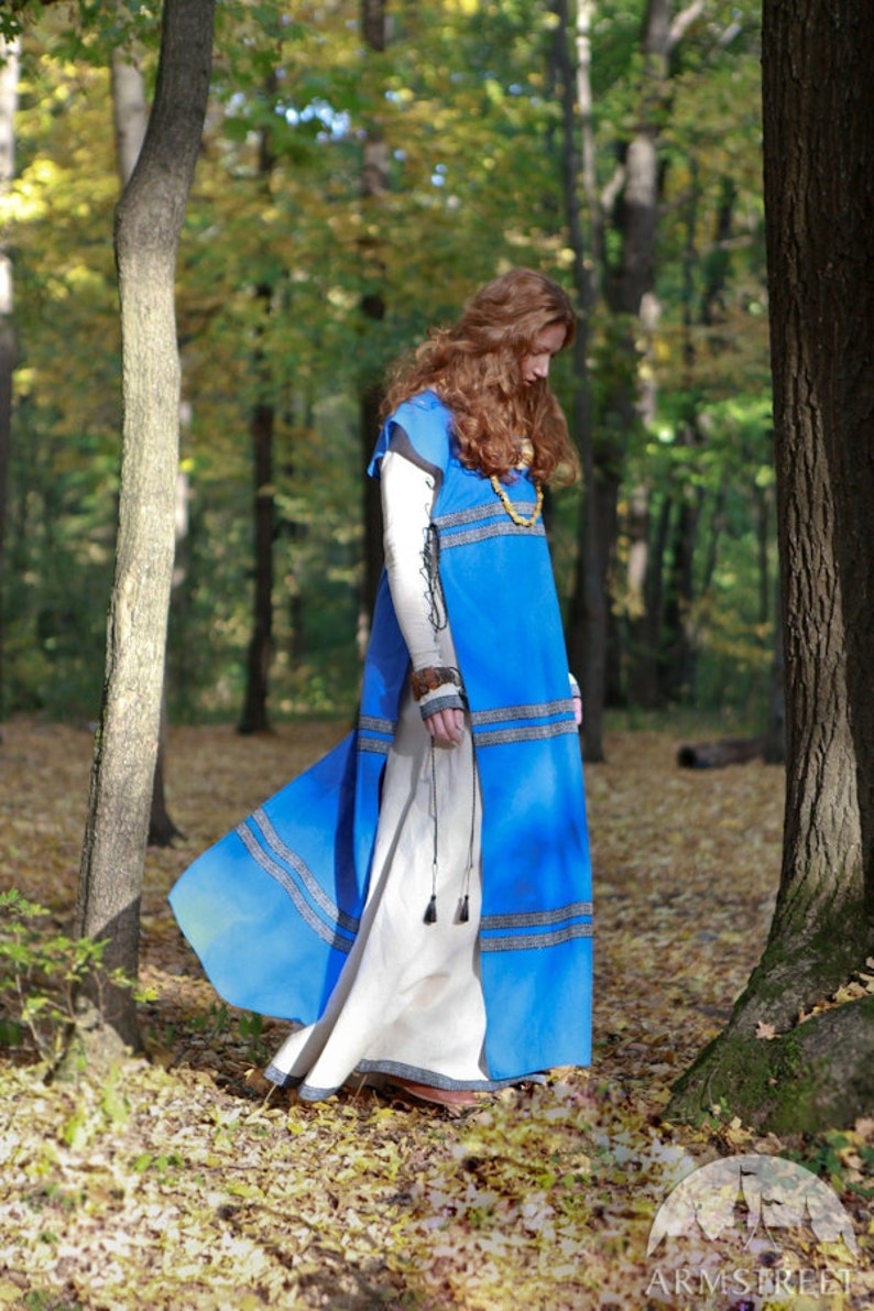 Soprabito grembiule medievale Armstreet Sunshine Janet Grembiule Sopravveste senza maniche LARP SCA Cosplay Costume di rievocazione storica medievale immagine 2