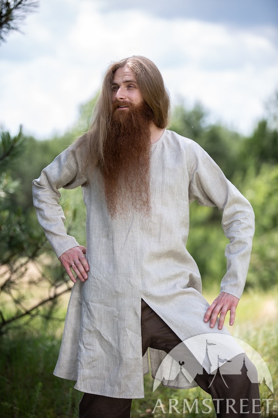 Armstreet Medieval Underwear Knee-length Fine Linen T-tunic ulf the Watcher  Undertunic LARP SCA Ren Fair Cosplay Viking Shirt 