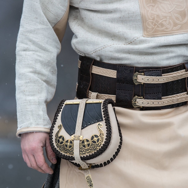 Armstreet Medieval Viking Leather Bag “Drakkar”; Hip bag; LARP; SCA; Ren Fest Cosplay waist bag; war belt bag